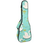 Tenor Ukulele Gig Bag Waterproof Ukulele Case Padded Backpack, Great for Soprano Concert (21/23/24 in) White Swan Swim In The Pool Blue