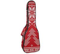 Tenor Ukulele Gig Bag Waterproof Ukulele Case Padded Backpack, Great for Soprano Concert (21/23/24 in) Red Knitting Christmas