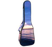 Tenor Ukulele Gig Bag Waterproof Ukulele Case Padded Backpack, Great for Soprano Concert (21/23/24 in) Sundown Summer Beach Blue