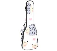 Tenor Ukulele Gig Bag Waterproof Ukulele Case Padded Backpack, Great for Soprano Concert (21/23/24 in) Lovely Cartoon Hedgehog Heart