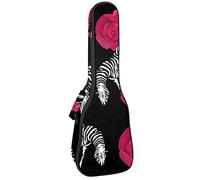 Tenor Ukulele Gig Bag Waterproof Ukulele Case Padded Backpack, Great for Soprano Concert (21/23/24 in) Zebra Roses Are Beautiful