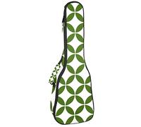 Tenor Ukulele Gig Bag Waterproof Ukulele Case Padded Backpack, Great for Soprano Concert (21/23/24 in) Traditional Green Geometric Circular