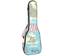 Tenor Ukulele Gig Bag Waterproof Ukulele Case Padded Backpack, Great for Soprano Concert (21/23/24 in) Indonesia Map Trip