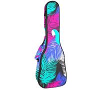 Tenor Ukulele Gig Bag Waterproof Ukulele Case Padded Backpack, Great for Soprano Concert (21/23/24 in) Colorful Parrot Birds Leaf Jungle