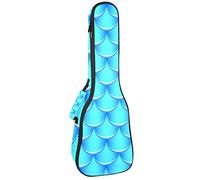 Tenor Ukulele Gig Bag Waterproof Ukulele Case Padded Backpack, Great for Soprano Concert (21/23/24 in) Blue Mermaid Scales Pattern