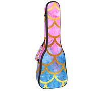 Tenor Ukulele Gig Bag Waterproof Ukulele Case Padded Backpack, Great for Soprano Concert (21/23/24 in) Mermaid Fish Scales Pattern