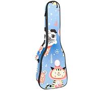 Tenor Ukulele Gig Bag Waterproof Ukulele Case Padded Backpack, Great for Soprano Concert (21/23/24 in) Cute Cartoon Animal Pog Pug with Cats