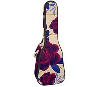 Tenor Ukulele Gig Bag Waterproof Ukulele Case Padded Backpack, Great for Soprano Concert (21/23/24 in) Trendy Retro Rose Lined Floral
