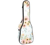 Tenor Ukulele Gig Bag Waterproof Ukulele Case Padded Backpack, Great for Soprano Concert (21/23/24 in) Trendy Floral Pattern