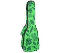 Tenor Ukulele Gig Bag Waterproof Ukulele Case Padded Backpack, Great for Soprano Concert (21/23/24 in) Various Green Leaves Pattern