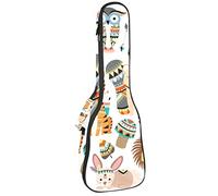 Tenor Ukulele Gig Bag Waterproof Ukulele Case Padded Backpack, Great for Soprano Concert (21/23/24 in) Woodland Jungle Tribal Animal