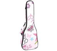 Tenor Ukulele Gig Bag Waterproof Ukulele Case Padded Backpack, Great for Soprano Concert (21/23/24 in) Princess Castle Magic Stick Pink