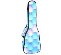Tenor Ukulele Gig Bag Waterproof Ukulele Case Padded Backpack, Great for Soprano Concert (21/23/24 in) Mermaid Scales Pattern Blue