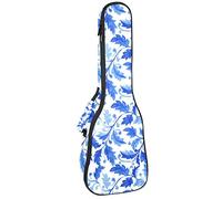 Tenor Ukulele Gig Bag Waterproof Ukulele Case Padded Backpack, Great for Soprano Concert (21/23/24 in) Traditional Blue Pattern