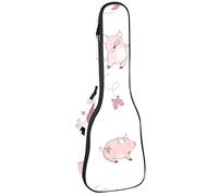 Tenor Ukulele Gig Bag Waterproof Ukulele Case Padded Backpack, Great for Soprano Concert (21/23/24 in) Pink Pig Fly Kite