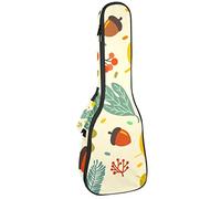 Tenor Ukulele Gig Bag Waterproof Ukulele Case Padded Backpack, Great for Soprano Concert (21/23/24 in) Autumn Leaves & Acorns