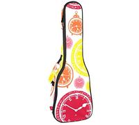 Tenor Ukulele Gig Bag Waterproof Ukulele Case Padded Backpack, Great for Soprano Concert (21/23/24 in) Birght Color Yellow Pink Clock