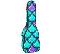 Tenor Ukulele Gig Bag Waterproof Ukulele Case Padded Backpack, Great for Soprano Concert (21/23/24 in) Colorful Mermaid Scales