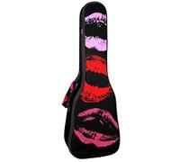 Tenor Ukulele Gig Bag Waterproof Ukulele Case Padded Backpack, Great for Soprano Concert (21/23/24 in) Lips Kisses Black