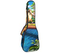 Tenor Ukulele Gig Bag Waterproof Ukulele Case Padded Backpack, Great for Soprano Concert (21/23/24 in) Four Playful Wild Animals Crossing the River