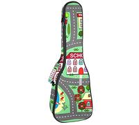 Tenor Ukulele Gig Bag Waterproof Ukulele Case Padded Backpack, Great for Soprano Concert (21/23/24 in) Map Town Animation