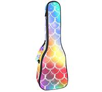 Tenor Ukulele Gig Bag Waterproof Ukulele Case Padded Backpack, Great for Soprano Concert (21/23/24 in) Fish Scales Rosy Blue Purple Watercolor