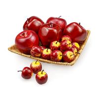 Tenorbass 15 Pcs Artificial Red Apples, Realistic Fake Apple Prop, Decorative Dining Table Basket, Kitchen (5pcs Dark Red+10pcs Mini)