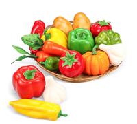 Tenorbass 16 Pieces Fake Vegetables, Artificial Vegetables for Decoration Kitchen, Realistic Faux Vegetables Props Display, Fake Tomatoes Potatoes Garlic Bell Peppers