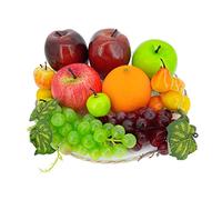 Tenorbass Fake Fruits, 22 Pcs Artificial Fruits for Decoration, Simulation Fruit Assorted Display Fruits Set for Dining Table Decor Home Kitchen, Fake Red Apples Green Apple Oranges Grapes