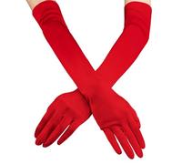 Tenorbass Red Long Opera Gloves for Women, 1920s Satin Gloves Elbow Length Party