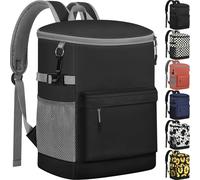 Tenot Cooler Backpack 33 Cans Backpack Coolers Insulated Leak Proof Soft Beach Cooler Bag for Men Women Ice Chest Backpack Camping Hiking Picnic Travel Cooler Lunch Backpack Dark Black-Leather
