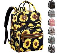Tenot Diaper Bag Backpack Tote for Women Large Capacity, Baby Bag with Insulated Pockets Multifunctional Diaper Bags For Baby Girl Boy Waterproof Baby Bags For Boys Girls Mama Maternity Bag Sunflower