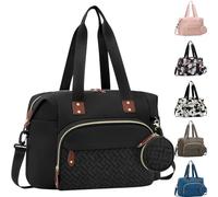 Tenot Diaper Bag Tote, Baby Bag Travel Diaper Tote Bag with Pacifier Case, Cute Maternity Hospital Baby Stylish Diaper Tote for Mom Dad Black