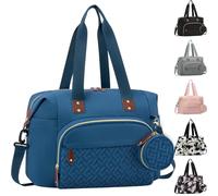 Tenot Diaper Bag Tote with Pacifier Case, Baby Bag for Women with Shoulder Straps, Travel Diaper Tote for for Mom and Dad Blue
