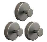 TENQUAN 3 Pcs No Drill Suction Hooks for Bathroom, Removable Shower Hooks for Hanging Heavy Duty, Waterproof Bathroom Hook Suction Cup Hook for Towel, Shower, Door, Kitchen, Mirror (Space Grey)