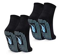 TENQUAN Anti Slip Grip Socks for Yoga, Pilates, Hospital, Anti-Skid Slipper Barre Socks for Home Workout Sports (2 Pairs Black, Unisex S (UK 3-5 / EU 35-38))