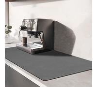 TENQUAN Dish Drying Mat 50x30cm Kitchen Draining Mat Non-Slip Bottom Fast-Drying Dishes Drainer Mat Absorbent Coffee Machine Mat Hide Stain Mat for Counter Worktop Bar Sink(Dark Grey)