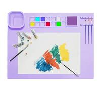 TENQUAN Silicone Painting Mat 20"x16" Silicone Craft Mat with Detachable Cup PlayDough Mat Collapsible Art Mat for Crafting Drawing Cutting Beading DIY Handmade Art(Purple)