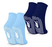 TENQUAN Women & Men Yoga Socks, Non Slip Pilates Socks, 2 Pairs Blue