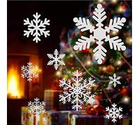 Tenrany Home Christmas Snowflakes Window Stickers Decorations, 220 Pcs Reusable White Snowflakes Xmas Wall Clings Decals for Christmas Thanksgiving Home Shops Glass Decor Ornaments