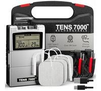 TENS 7000 Rechargeable Tens Unit Muscle Stimulator, Back Pain Relief, 4 Electrodes/Unit Pads, Period Pain Simulator, Muscle Recovery & Growth, Stim Machine, Electrotherapy, TENS Machine
