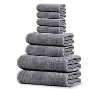 Tens Towels 8 Piece Towels Set, 2 Extra Large Bath Towels, 2 Hand Towels, 4 Washcloths, 100% Cotton, Lighter Weight, Quicker to Dry, Super Absorbent, Perfect Bathroom Towels Set (Dark Grey)