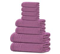 Tens Towels 8 Piece Towels Set, 2 Extra Large Bath Towels, 2 Hand Towels, 4 Washcloths, 100% Cotton, Lighter Weight, Quicker to Dry, Super Absorbent, Perfect Bathroom Towels Set (Purple)