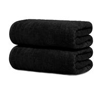 Tens Towels Bath Sheets, 100% Cotton Towels, 35x70 inches, Lighter Weight & Super Absorbent, Oversized Bath Towels, Quick Dry Jumbo Bath Towel Sheets (Pack of 2)(Black)