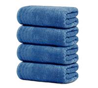 Tens Towels Large Bath Towels, 100% Cotton Towels, 30 x 60 Inches, Extra Large Bath Towels, Lighter Weight & Super Absorbent, Quick Dry, Perfect Bathroom Towels for Daily Use (Pack of 4) (Blue)