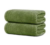 Tens Towels Pack of 2 Extra Large Bath Towel Sheets 35 x 70 inches, 100% Cotton, Larger & Lighter, Quicker to Dry, Lighter Weight, Super Soft and Absorbent, Oversized Bath Towels (Green)