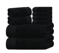 Tens Towels Pack of 8 Popcorn Textured Luxury Towels Set, 2 Extra Large Bath, 2 Hand, 4 Washcloths, 100% Cotton, Plush Hotel Quality, Super Absorbent, Perfect for Your Bathroom, Black
