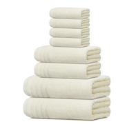 Tens Towels Pack of 8 Towels Set, 2 Extra Large Bath, 2 Hand, 4 Washcloths, 100% Cotton, Lighter Weight, Quicker to Dry, Super Absorbent, Perfect for Bathroom, Cream