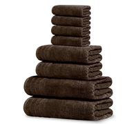 Tens Towels Pack of 8 Towels Set, 2 Extra Large Bath, 2 Hand, 4 Washcloths, 100% Cotton, Lighter Weight, Quicker to Dry, Super Absorbent, Perfect for Bathroom, Brown