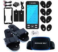 TENS Unit Muscle Stimulator for Pain Relief Muscle Therapy Rechargeable EMS Device with Electrode Pads,Massager Belt & Foot Slippers Included, Electric Pulse Massager for Back,Neck,Shoulder,Sciatica